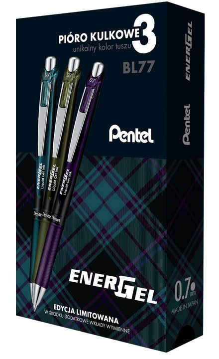 Zestaw trzech piór kulkowych Pentel BL77A2