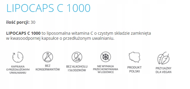 LIPOCAPS C1000 Liposomalna Witamina C 120 kapsułek