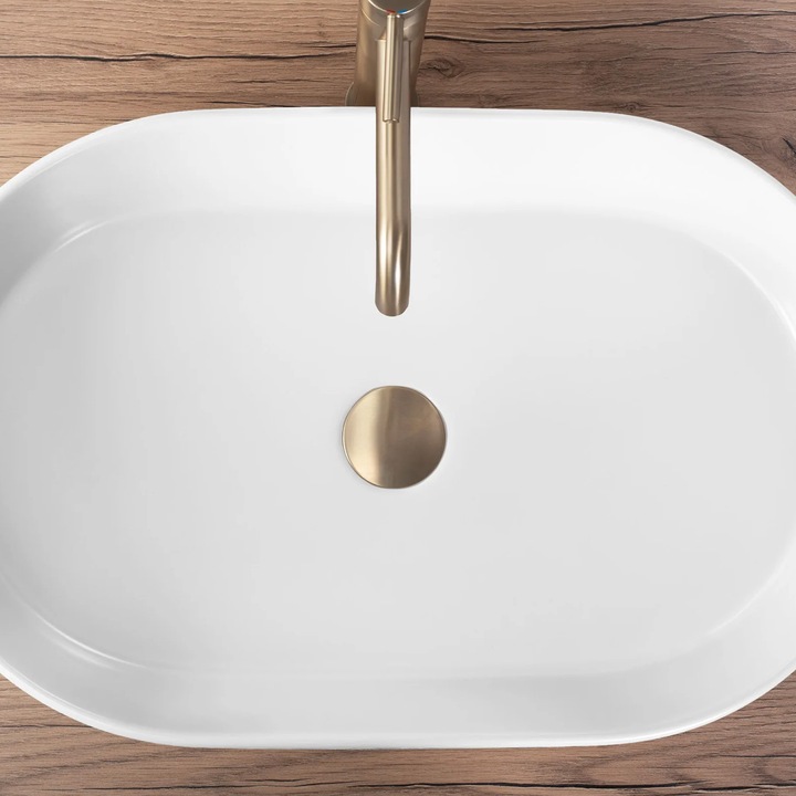 REA KOREK KLIK KLAK DO UMYWALKI ZŁOTY SZCZOTKOWANY UMYWALKOWY KLIK KLAK