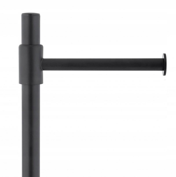 Stojak z uchwytem na papier toaletowy czarny i szczotka do WC bambus zestaw