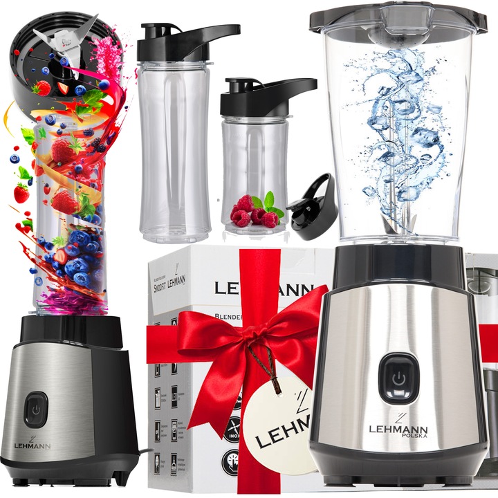 BLENDER KIELICHOWY DO SMOOTHIE KOKTAJLI 1200W MIKSUJE KRUSZY LÓD 2x
