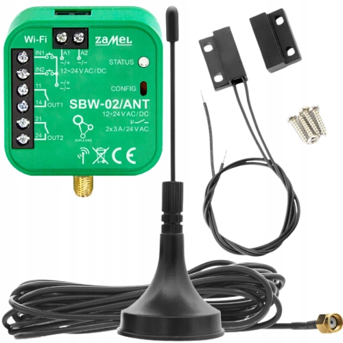 Sterownik bramy WiFi 2-kan. z anteną zew. + czujnik otwarcia, SUPLA