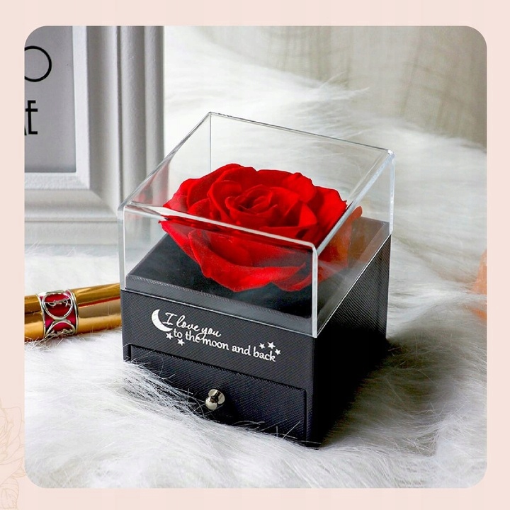 Wieczna Róża w Szkle Naszyjnik z Hologramem dla Kobiety Prezent Walentynki