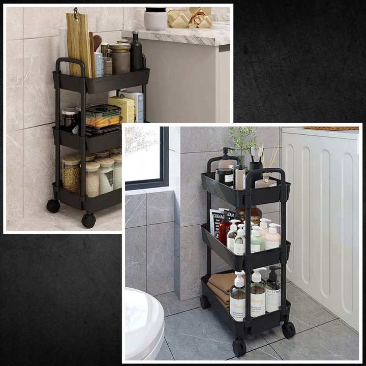 Wózek kuchenny STOLIK NA KÓŁKACH WÓZEK 3 POZIOMOWY BLOKADA KÓŁEK