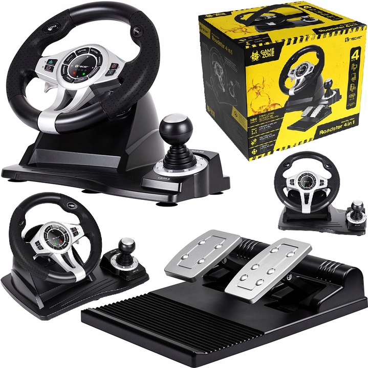 2 x Kierownica do gier z pedałami 4w1 PS4 PC PS3 XBOX ONE BIEGI DO KOMPUTER