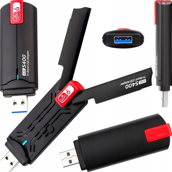 AXE5400 GIGABIT ANTENY KARTA SIECIOWA ADAPTER WiFi6E TRIBAND 5GHz 6GHz WPA3