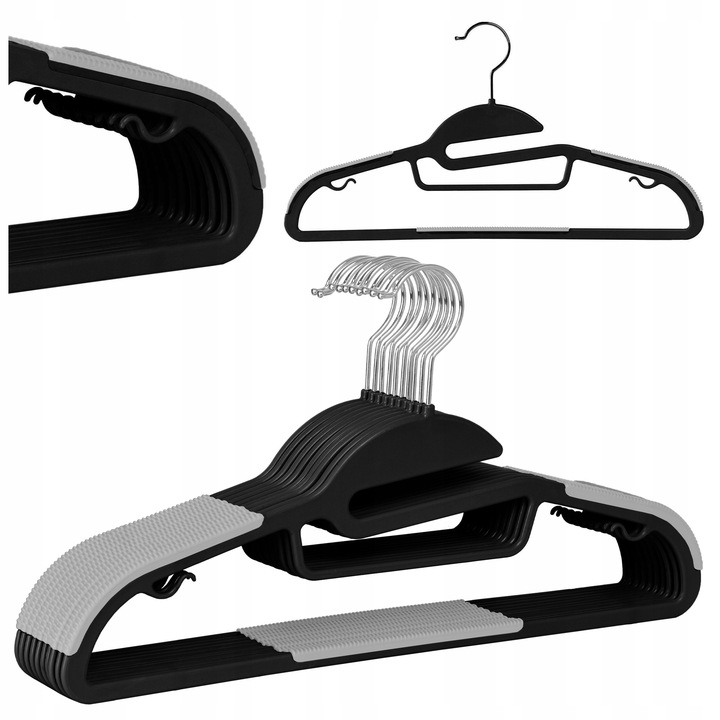 WIESZAK LOFTOWY NA UBRANIA ODZIEŻ WIESZAKI ANTYPOŚLIZGOWE CZARNE MOCNE