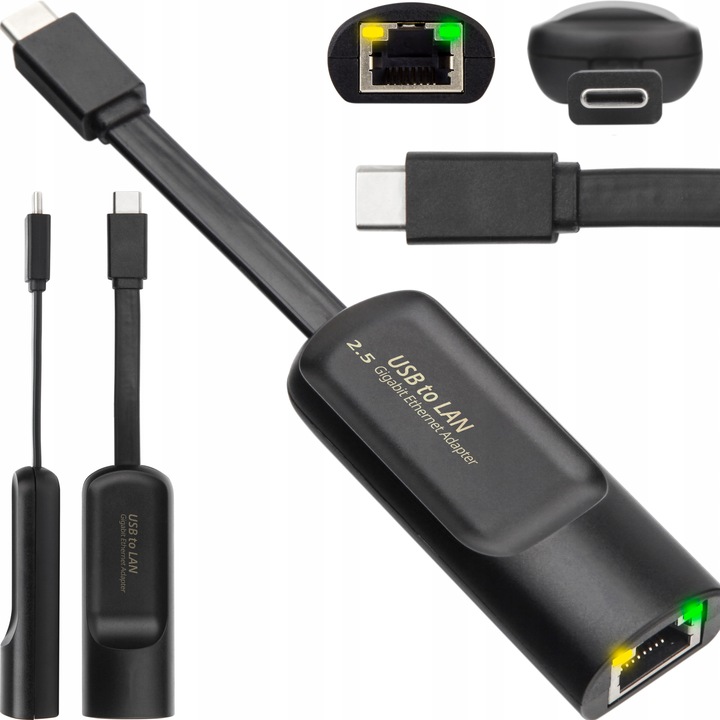 PRZEJŚCIÓWKA GIGABIT KARTA SIECIOWA ADAPTER LAN RJ45 2500M 2.5GbE USB TYP C