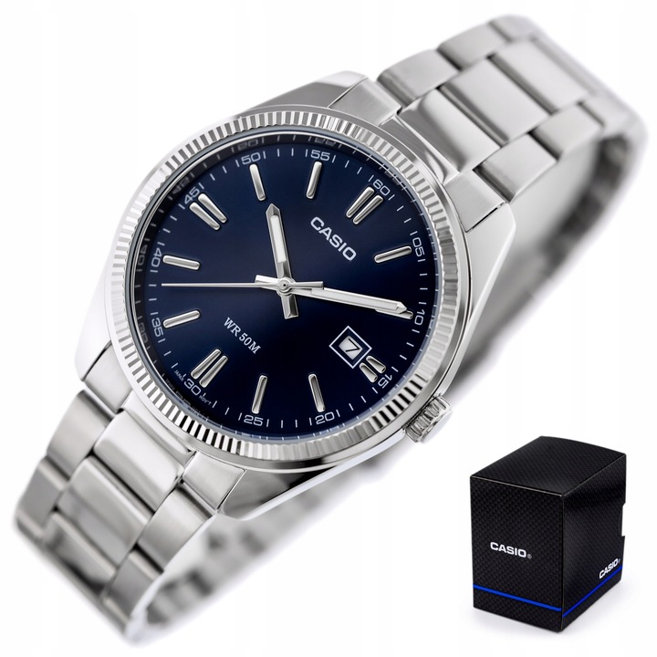 ZEGAREK MĘSKI CASIO MTP-1302PD-2AVEF stalowy datownik bransoleta + BOX