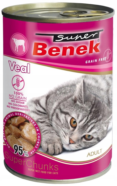 Benek Bezzbożowa Mokra Karma dla kota MIX 12x415g Puszki dla kota 92% Mięsa