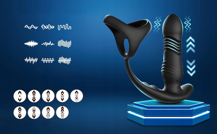 Unisex Prostata Pochwa Wibrujący Rozciągany Masturbator APP Kontrola