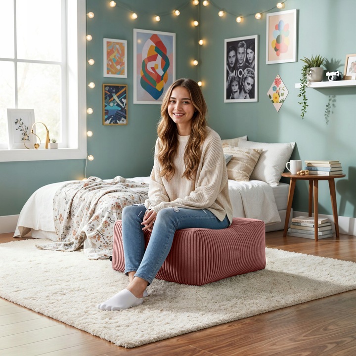 NOWOCZESNA PUFA PUF SIEDZISKO 45 CM KWADRATOWA DO SALONU PODNÓŻEK