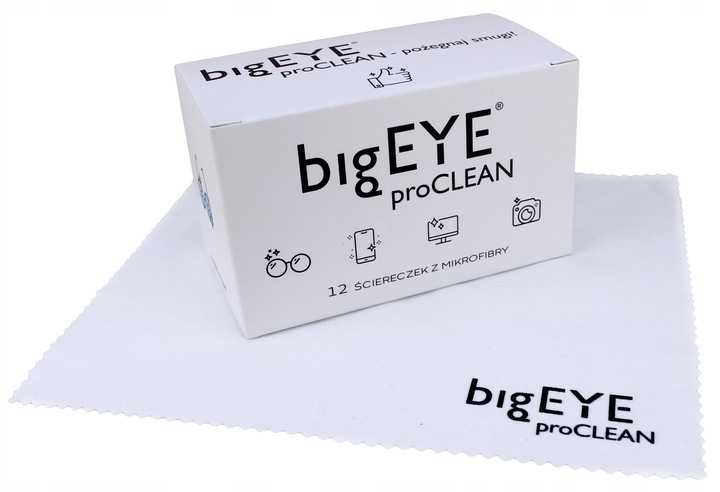 bigEYE proCLEAN ŚCIERECZKI DO OKULARÓW EKRANÓW Z MIKROFIBRY 12 SZTUK