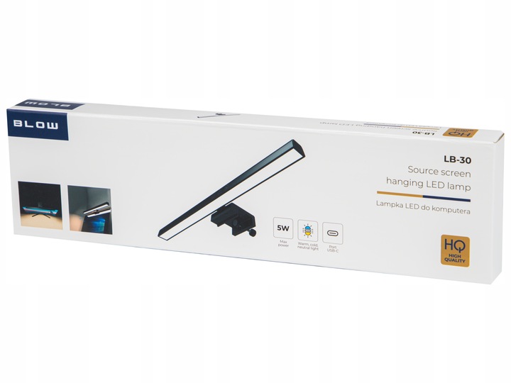 LAMPKA LED NA MONITOR EKRAN KOMPUTER REGULOWANA 3 BARWY KLIPS 48 DIOD USB-C