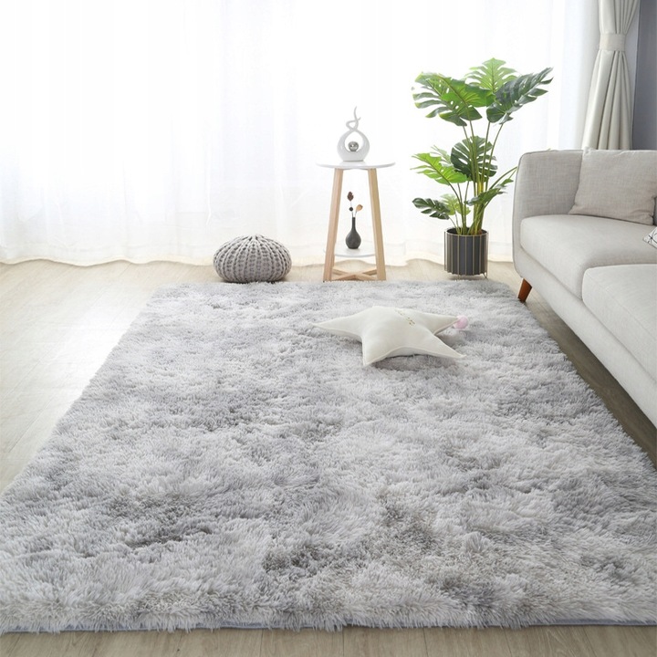 DYWAN MIĘCIUTKI PLUSZ SHAGGY RABBIT PLUSZOWY JASNY SZARY 160X220 CM MIĘKKI