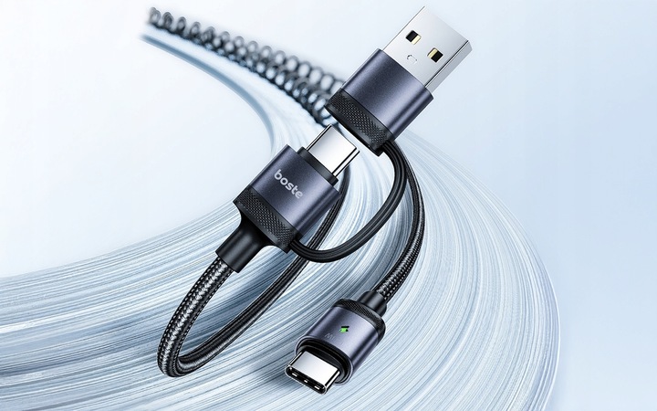 BOSTE SZYBKI KABEL PRZEWÓD USB-C / USB-A DO USB-C 2W1 60W PD QC MOCNY 1.5M