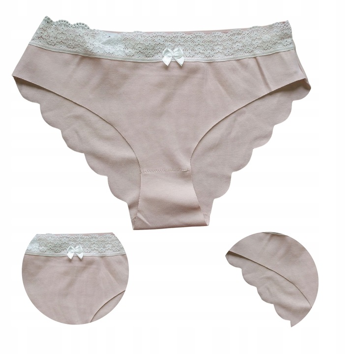 4x Majtki Damskie Bezszwowe Figi Bawełniane Laserowo Cięte Gładkie MORAJ M