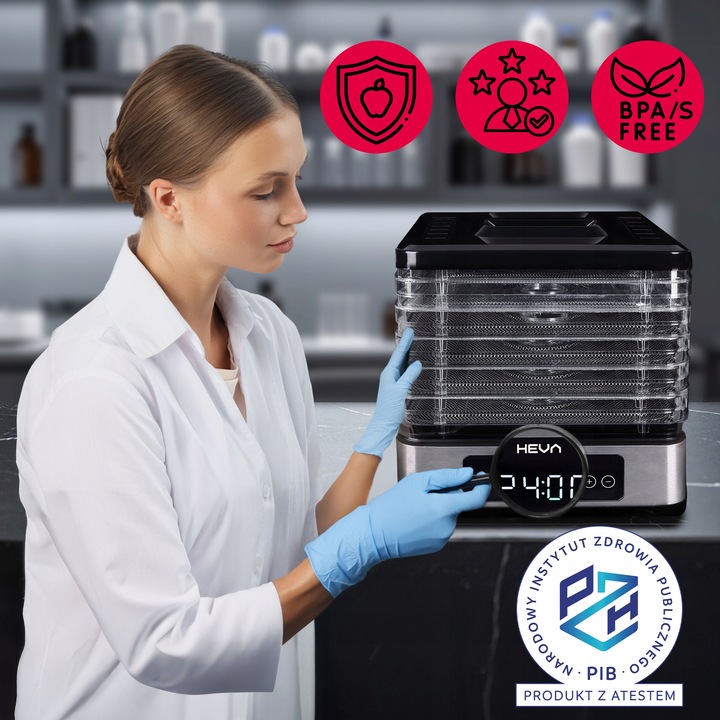 Suszarka do grzybów owoców ATEST PZH stalowe sita HEVA duża aż