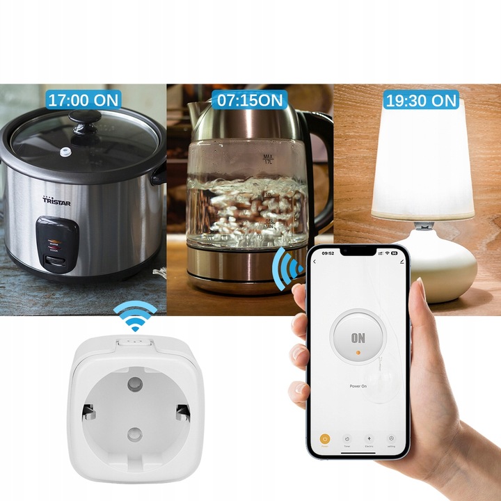 Gniazdo Gniazdko WiFi Smart Tuya Watomierz Pomiar Białe Baron 16A 3680W