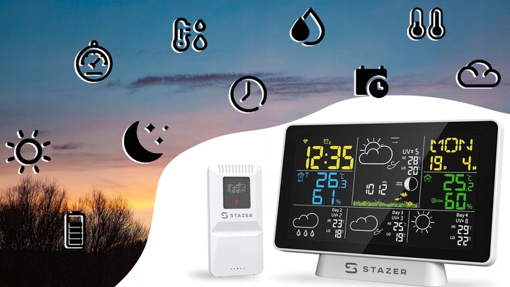 Stacja pogodowa pogody termometr higrometr barometr budzik smart WiFi