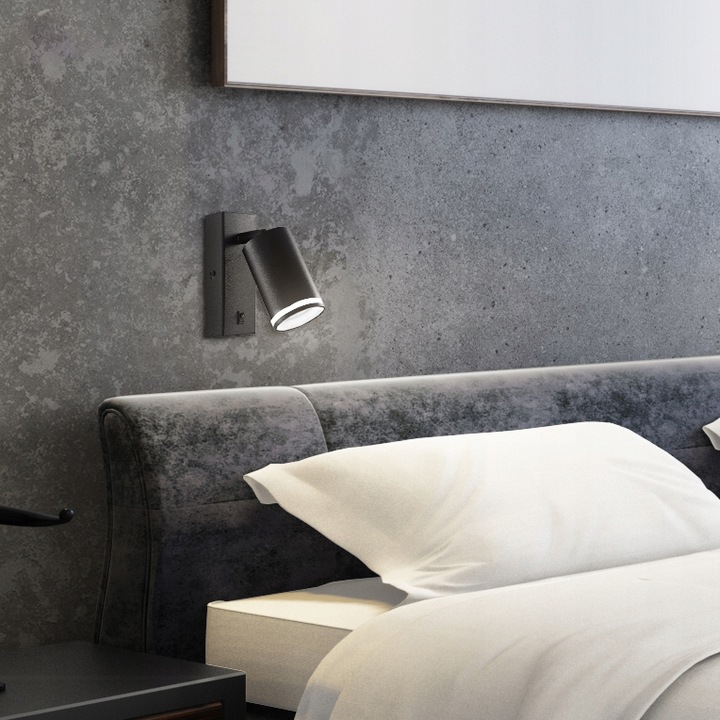 Kinkiet ścienny LAMPA ŚCIENNA GU10 LED DO CZYTANIA WŁĄCZNIK czarna