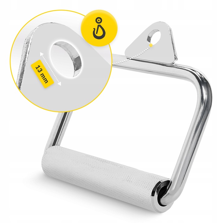 UCHWYT DO WYCIĄGU ATLASU POJEDYNCZY OBROTOWY STALOWY RYFLOWANY PLECY BICEPS