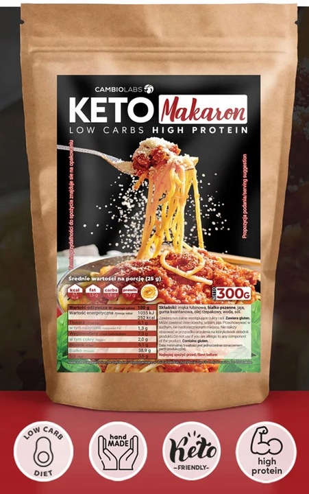 KETO MAKARON Ketogeniczny bez cukru, węglowodanów. Dla cukrzyków diabetyków