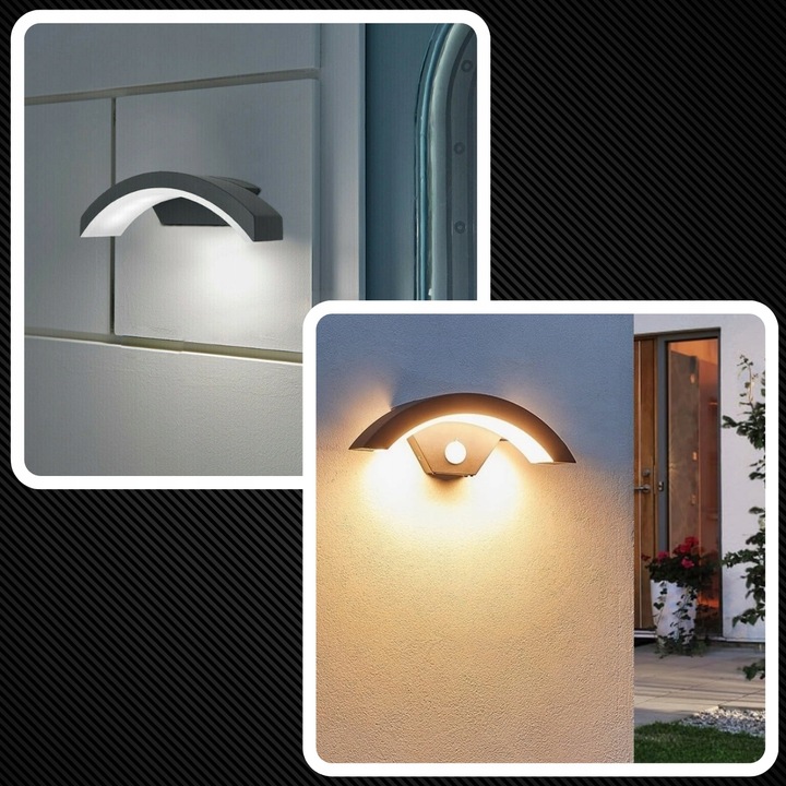 Kinkiet Ścienny Zewnętrzny Lampa Elewacyjna Czujnik Ruchu Zmierzchu 12W