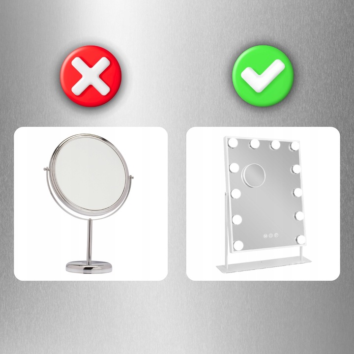 LUSTERKO KOSMETYCZNE HOLLYWOOD STOJĄCE LUSTRO DO MAKIJAŻU LED 12