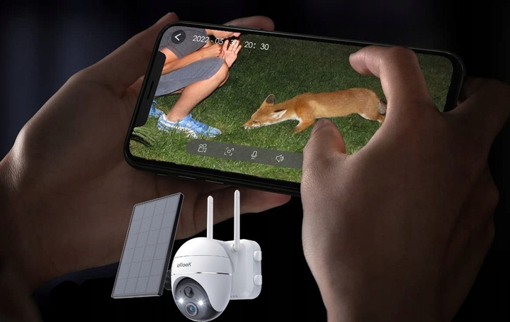 ZEWNĘTRZNA SOLARNA KAMERA OBROTOWA BATERIE WIFI 3MP 64GB Z PANELEM SOLARNYM