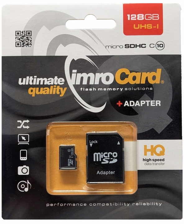 Karta Pamięci IMRO microSD 128GB 100MB/s HIGHSPEED z Adapterem
