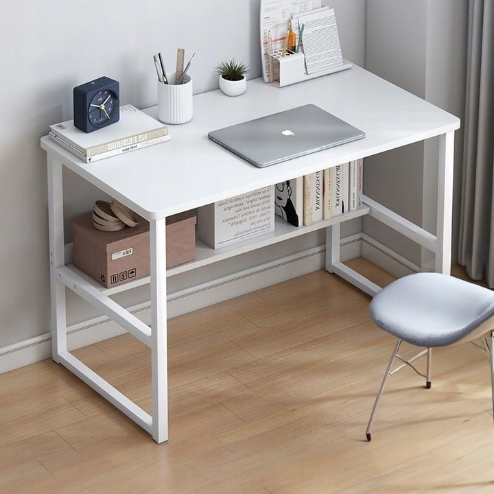 BIURKO KOMPUTEROWE STOLIK LOFT BIAŁE MŁODZIEŻOWE Z PÓŁKĄ NOWOCZESNE