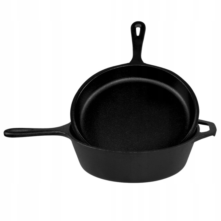 RONDEL ŻELIWNY Z PATELNIĄ 3 w 1 PATELNIA BRYTFANNA GARNEK 26 CM