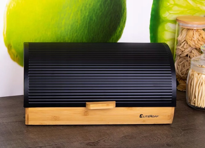 CHLEBAK POJEMNIK NA CHLEB PIECZYWO CZARNY DUŻY BAMBUSOWY