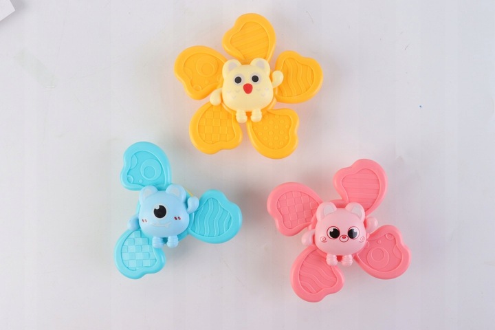 ZESTAW FIDGET SPINNER 3SZT DLA DZIECI Z PRZYSSAWKĄ PREZENT URODZINY ROCZEK
