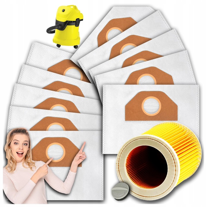 10x WORKI DO ODKURZACZA KARCHER WD3 WOREK WD 3 WD WD 6 SE 4001 Plus