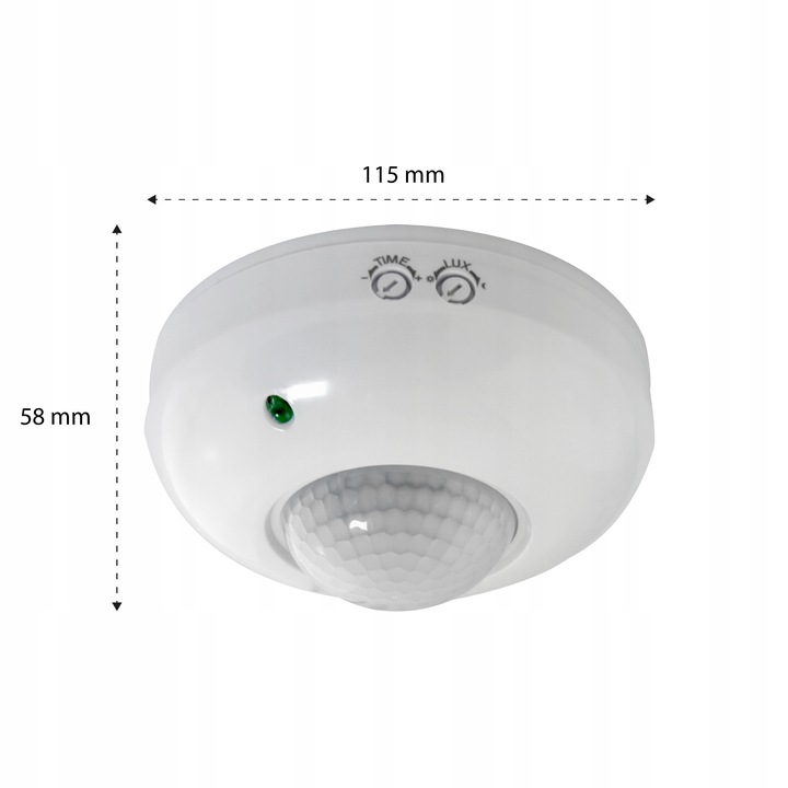 CZUJNIK RUCHU ZMIERZCHU natynkowy LED sufitowy PIR