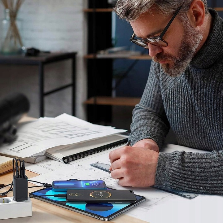 BASEUS SZYBKA ŁADOWARKA SIECIOWA USB 2x USB-C MOCNY ZASILACZ 65W PD QC GaN5