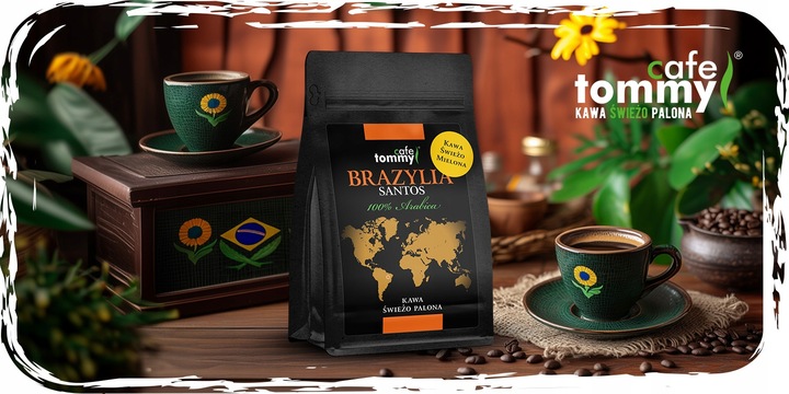 Kawa mielona 100% Arabica Świeżo palona Brazylia Santos 250g