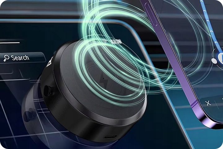 UCHWYT MAGNETYCZNY SAMOCHODOWY Z PRZYSSAWKĄ MAGSAFE QI INDUKCYJNY 15W