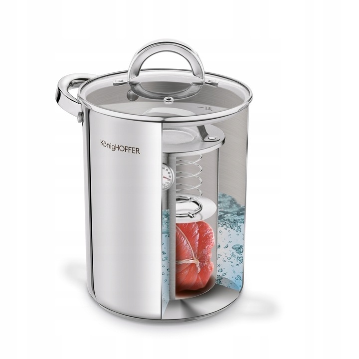 SZYNKOWAR z TERMOMETRE Zestaw Wędliniarski Garnek z SITKIEM 4L Konighoffer