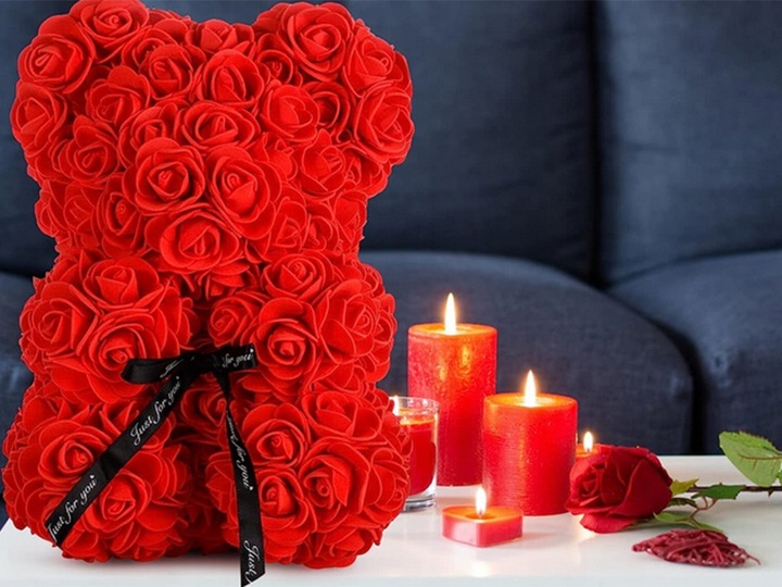 MIŚ Z PŁATKÓW RÓŻ PREZENT DUŻY PUDEŁKO ROSE BEAR RÓŻANY BUKIET KWIATÓW