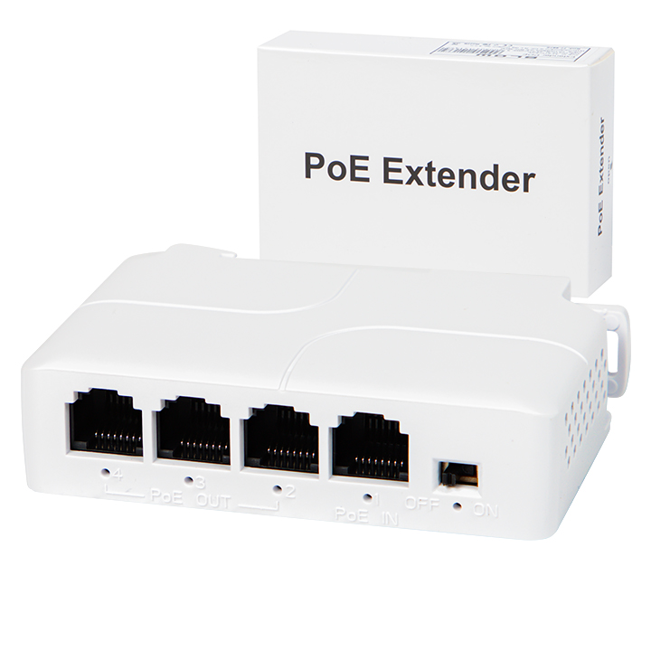 EXTENDER POE SWITCH POE DO KAMER 4 PORTOWY 1xPoE IN 3xPoE OUT