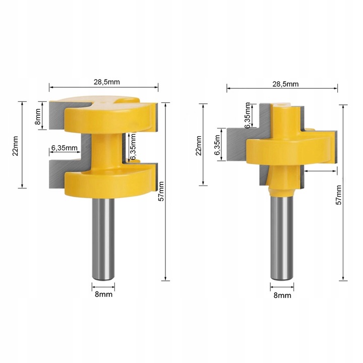 FREZ FREZY DO POŁĄCZEŃ WPUSTOWYCH ZESTAW 2 szt