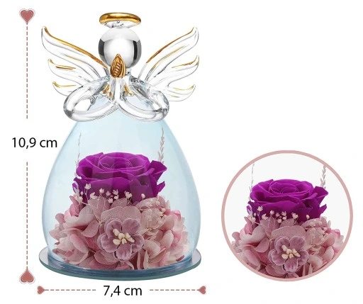 Wieczna Róża w Szkle Świecąca LED Prezent na Dzień Babci Walentynki Kobiety