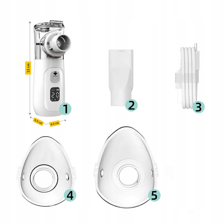 INHALATOR SIATECZKOWY PRZENOŚNY NA AKUMULATOR DLA DZIECI I DOROSŁYCH CICHY