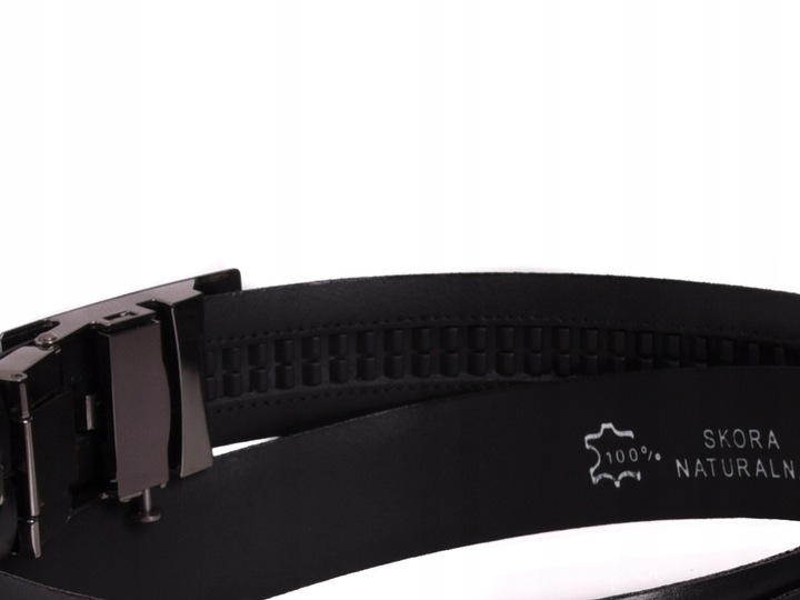 SKÓRZANY Pasek Męski AUTOMAT 3,2cm Garnitur c.BRĄZ