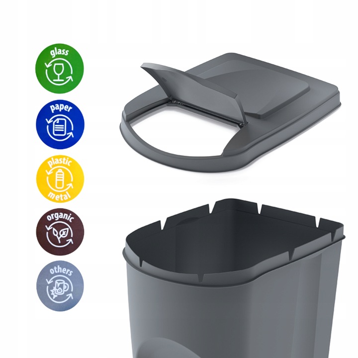 KOSZE POJEMNIKI SEGREGACJA ŚMIECI 3X35L SZARY KAMIENNY