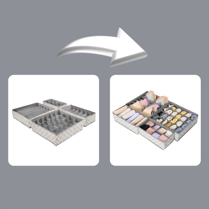 4x ORGANIZER NA BIELIZNĘ SKARPETKI UBRANIA DO SZUFLADY SZAFY ZESTAW