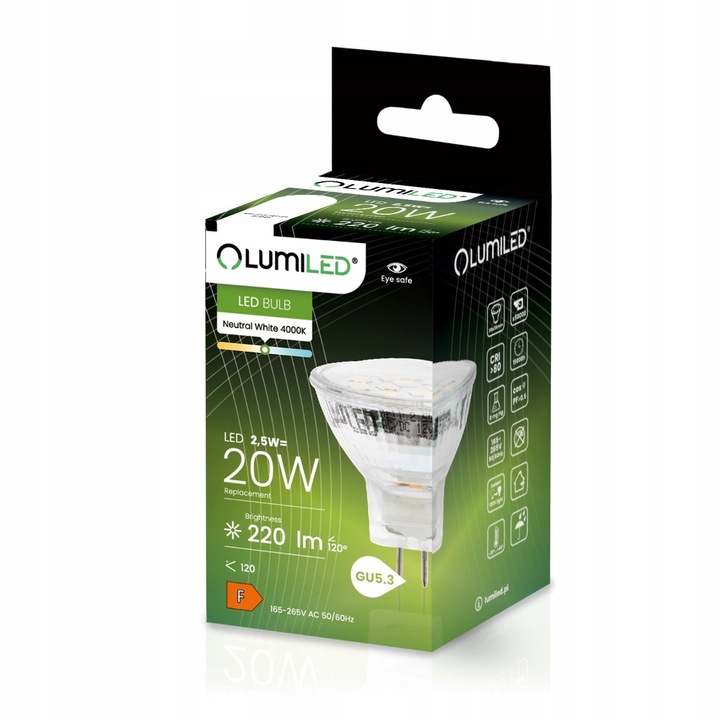 6x Żarówka LED MR11 GU5.3 2,5W 4000K 230V LUMILED